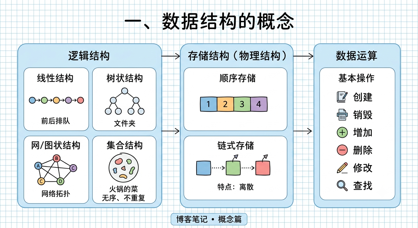 一、数据结构的概念（考研 408 数据结构笔记）